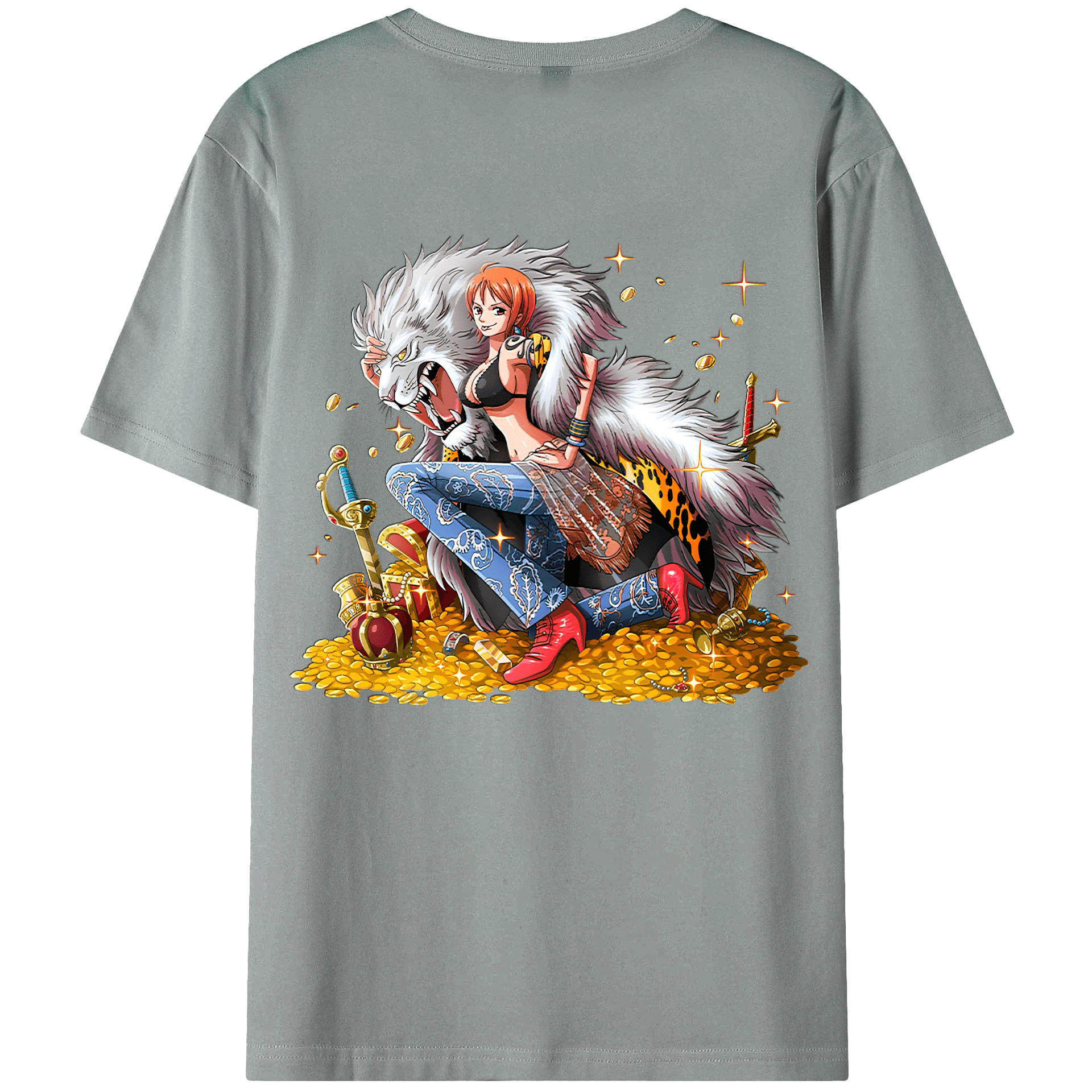 （画像用） ワンピース ナミ ONE PIECE Nami 綿100％ メンズ半袖Tシャツ（バックプリント） 通気性